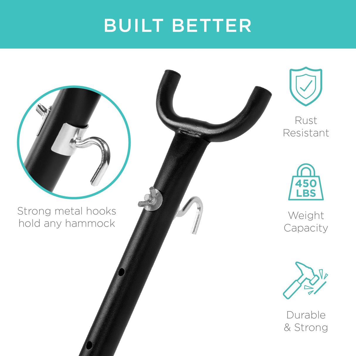 Best Choice Products Portable Heavy-Duty 9ft Steel Hammock Stand w/Built-in Wheel, Carrying Case, Weather-Resistant Finish, 450lb Capacity Best Choice Products