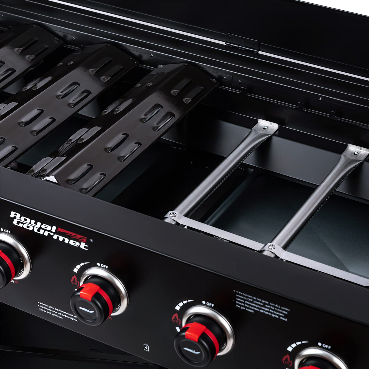 Royal Gourmet GB8003 8-Burner Propane Gas Grill with Foldable Side Tables, Large Propane BBQ Grill with Porcelain-Enameled Steel Wire Grates for Outdoor Party or Backyard Grilling, Black Royal Gourmet