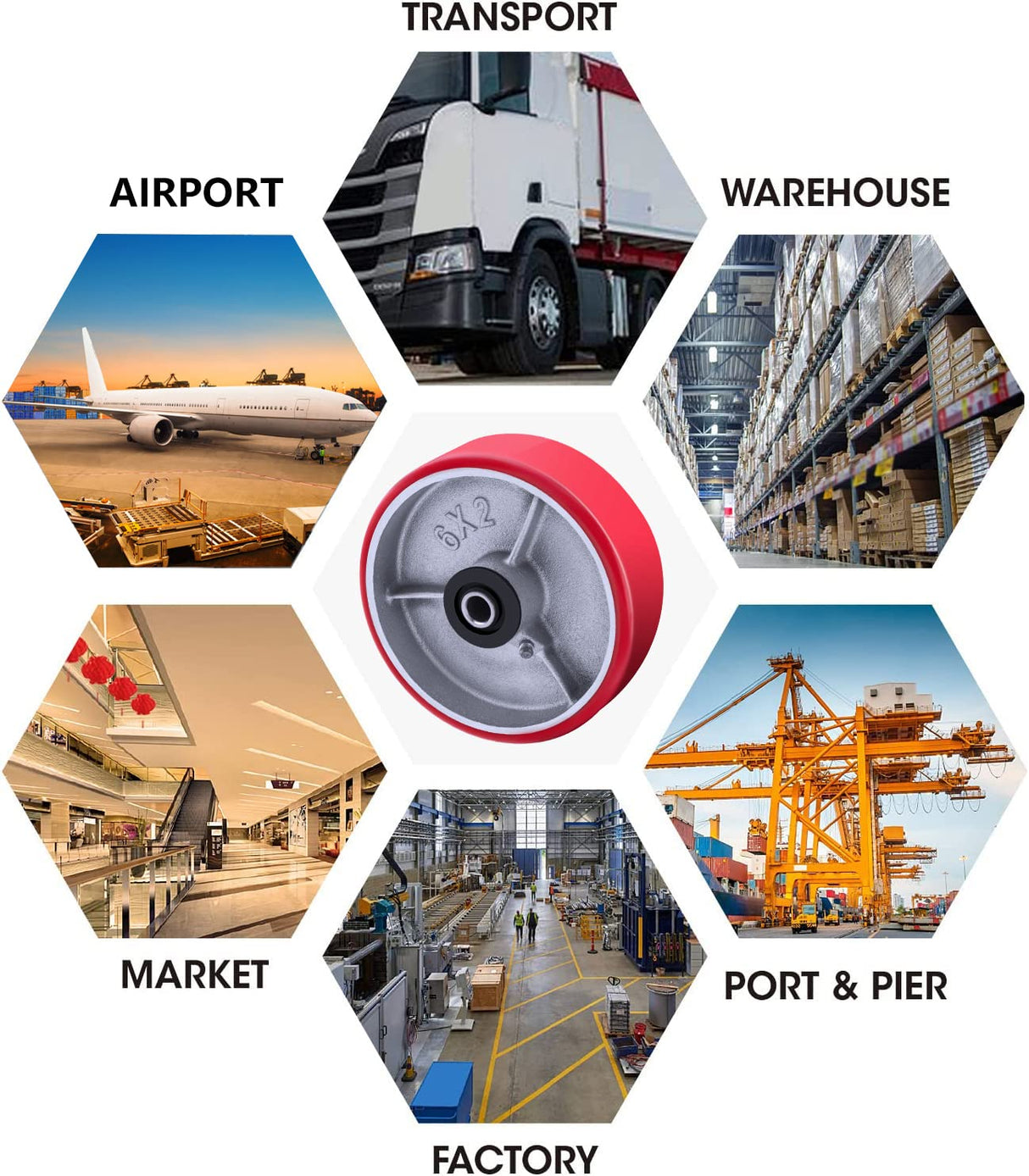 6"X 2" Heavy Duty Casters Wheels - Industrial Caster Wheels Polyurethane Caster Wheel with Strong Load-bearing Capacity 5000 LB, heavy duty casters wheel -set of 4, Widely Used in Tool Box, Trail Jack SY America