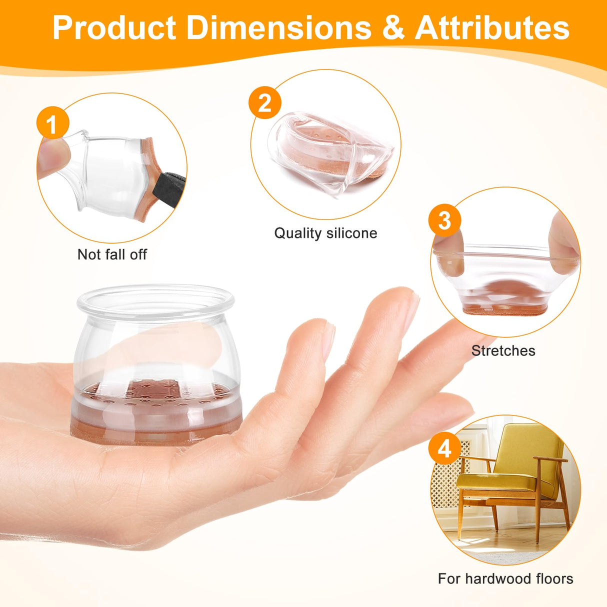 36Pack Silicone Chair Leg Floor Protectors, Chair Leg Protectors for Hardwood Floors, Thicken Rubber Chair Feet Caps Covers Pads, Protect Furniture Wood Floors from Scratching and Reduce Noise CHUNZEXI