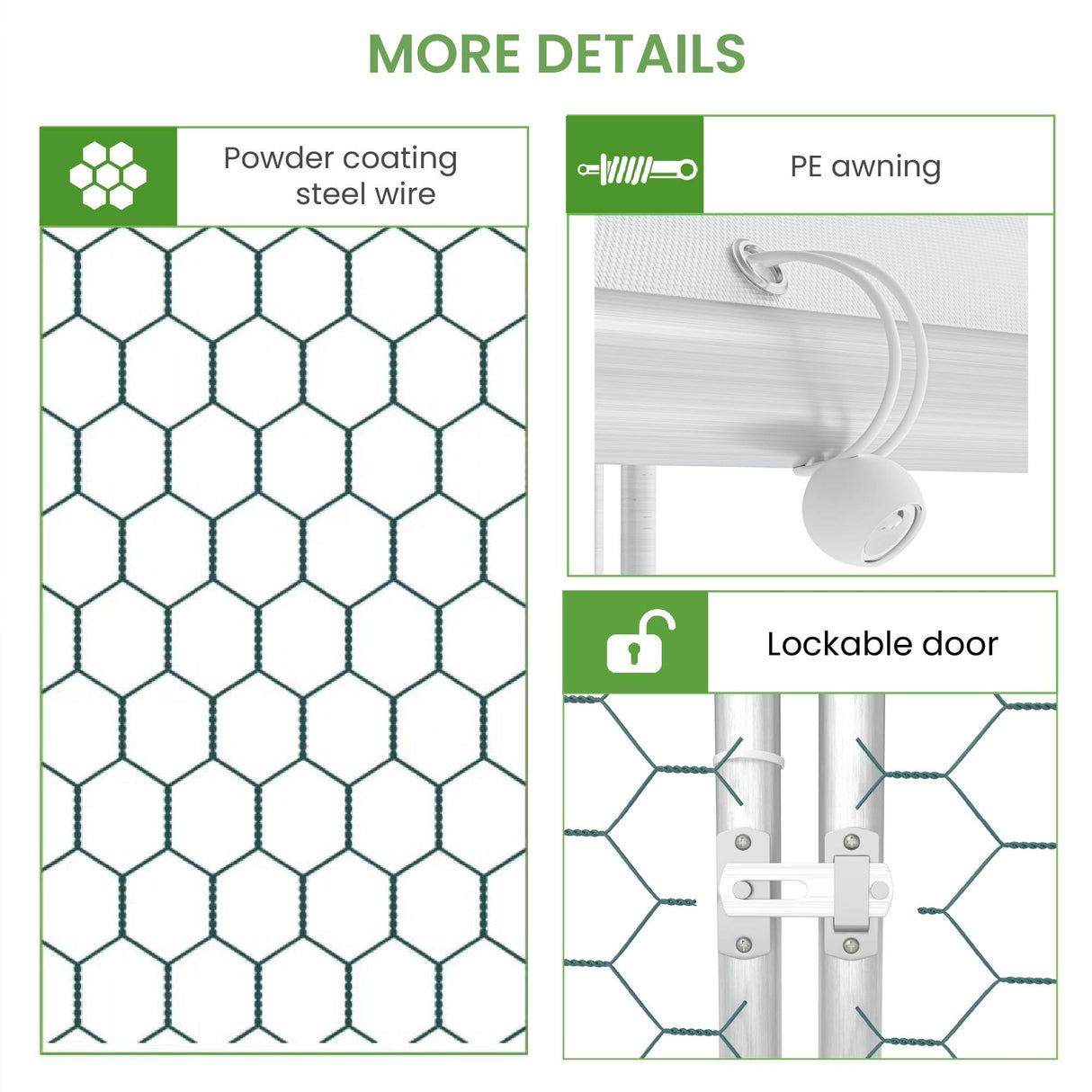 Large Metal Chicken Run, Chicken Coop with Lockable Door Flat Shape Walk-in Chicken Hen House with Waterproof & Anti-UV Cover for Duck Rabbit Habitat Cage Outdoor Poultry Cage for Yard Farm Phonjoroo