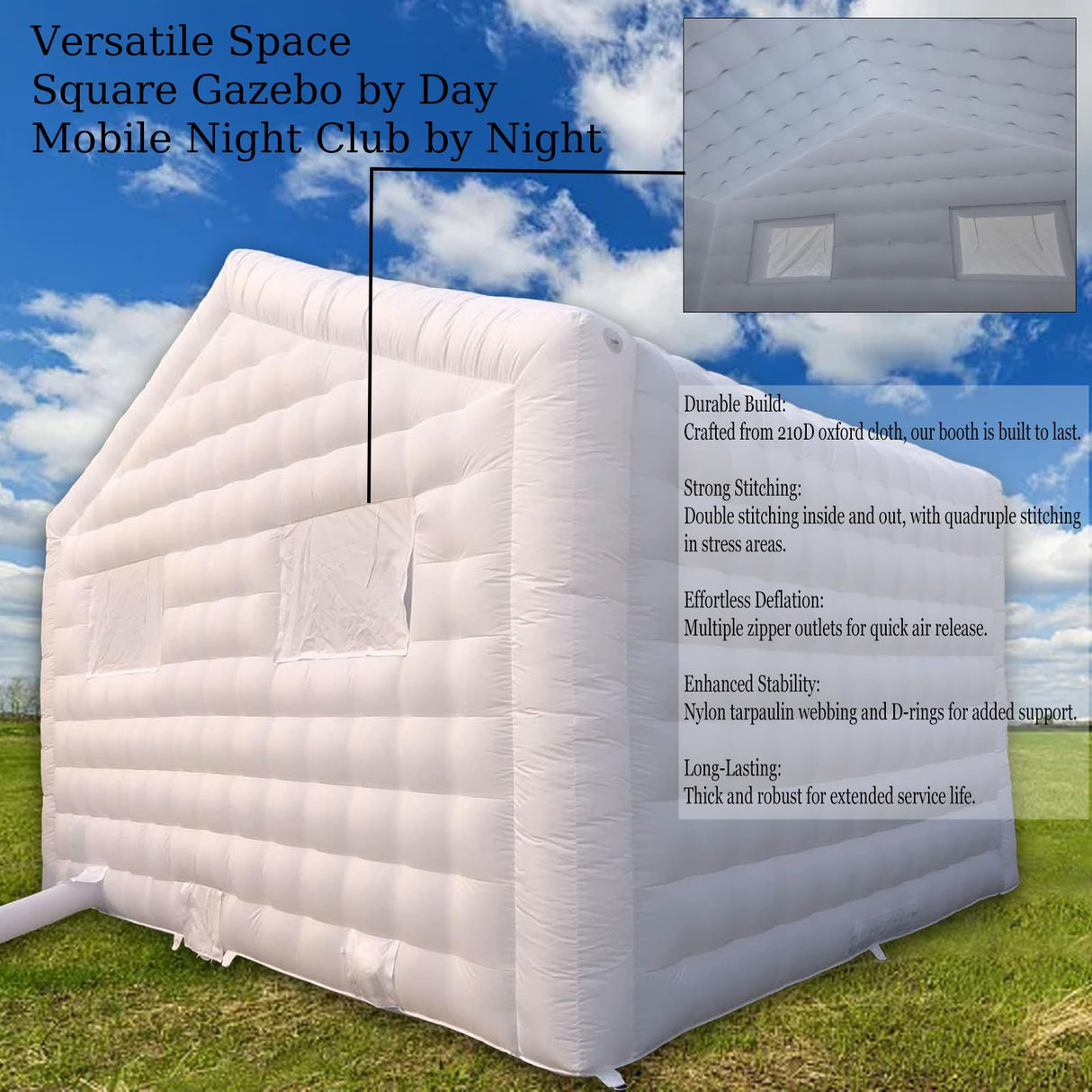 CZGBRO Inflatable Nightclub, Portable Air Cube Tent, Inflatable Night Club Square Gazebo Event Room Tent House for Event Exhibition Wedding Business/Private Use(White, 20 * 16.5 * 14FT) CZGBRO