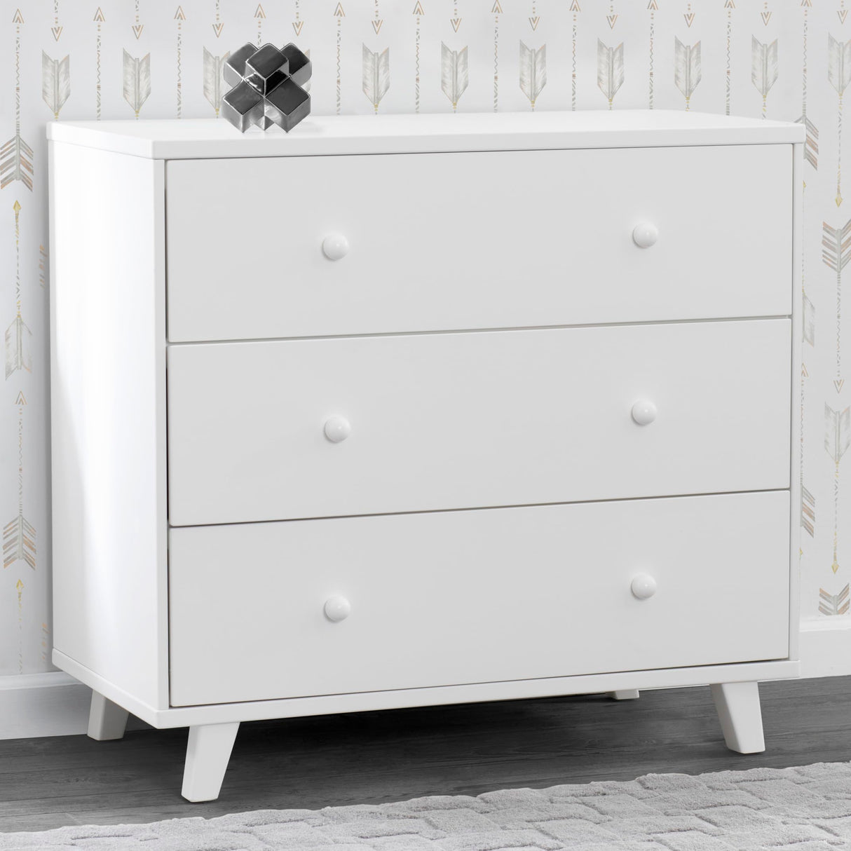 Delta Children Ava 3 Drawer Dresser with Changing Top and Interlocking Drawers - Greenguard Gold Certified, White Delta Children