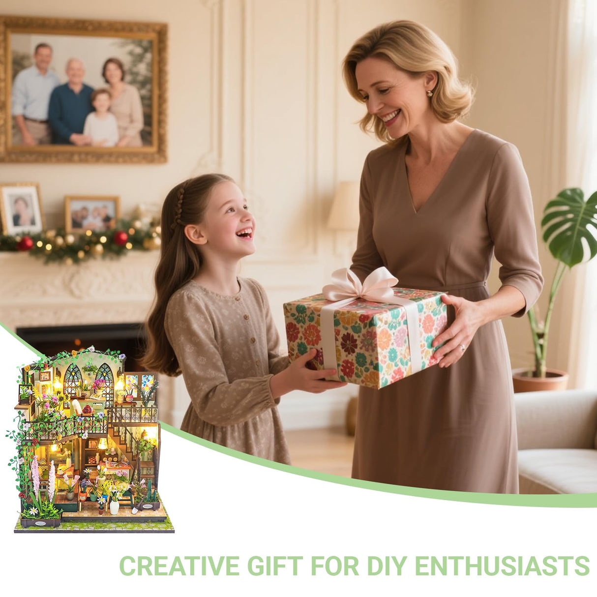 PANZIYU DIY Miniature House Kit, Fairy Dollhouse for Adults to Bulid,Tiny Home Making Kit with Wooden Furniture and LED, Halloween Decoration for Family and Friends (Darcy Flower House) PANZIYU