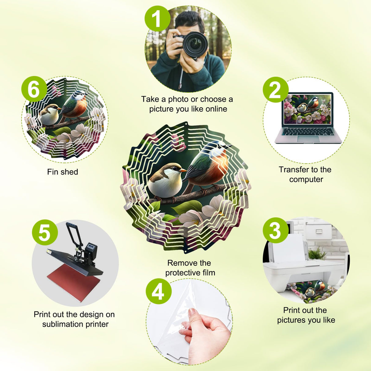 ZhouBoat 10 Inch Sublimation Wind Spinner Blanks, 10 Pack Summer Garden Windmills 3D Flower Aluminum DIY Hanging Sculpture Kinetic Wind Spinners Blanks Heat Press Transfer Decorations ZhouBoat