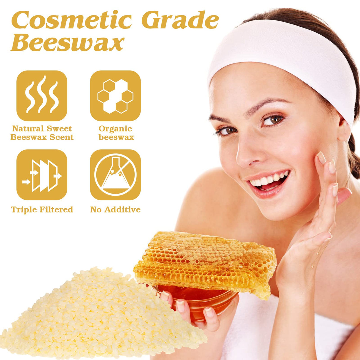 Beeswax Pellets 5LB Cosmetic Beeswax Triple Filtered Beeswax Pastilles for Candle Making Great for DIY Projects Creams Lotions Lip Balm and Soap Making Supplies(5LB) DenCert