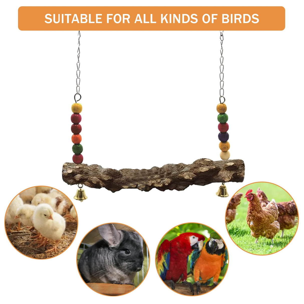 Chicken Bird Swing,Chicken Perch,Natural Wooden Swing Toys,Wood Stand for Chick,Safe and Relief of Stress,Chicken Coop Accessories,Coop Swing for Chicken Bird,Parrot,Hens (4pcs) MdakeGo