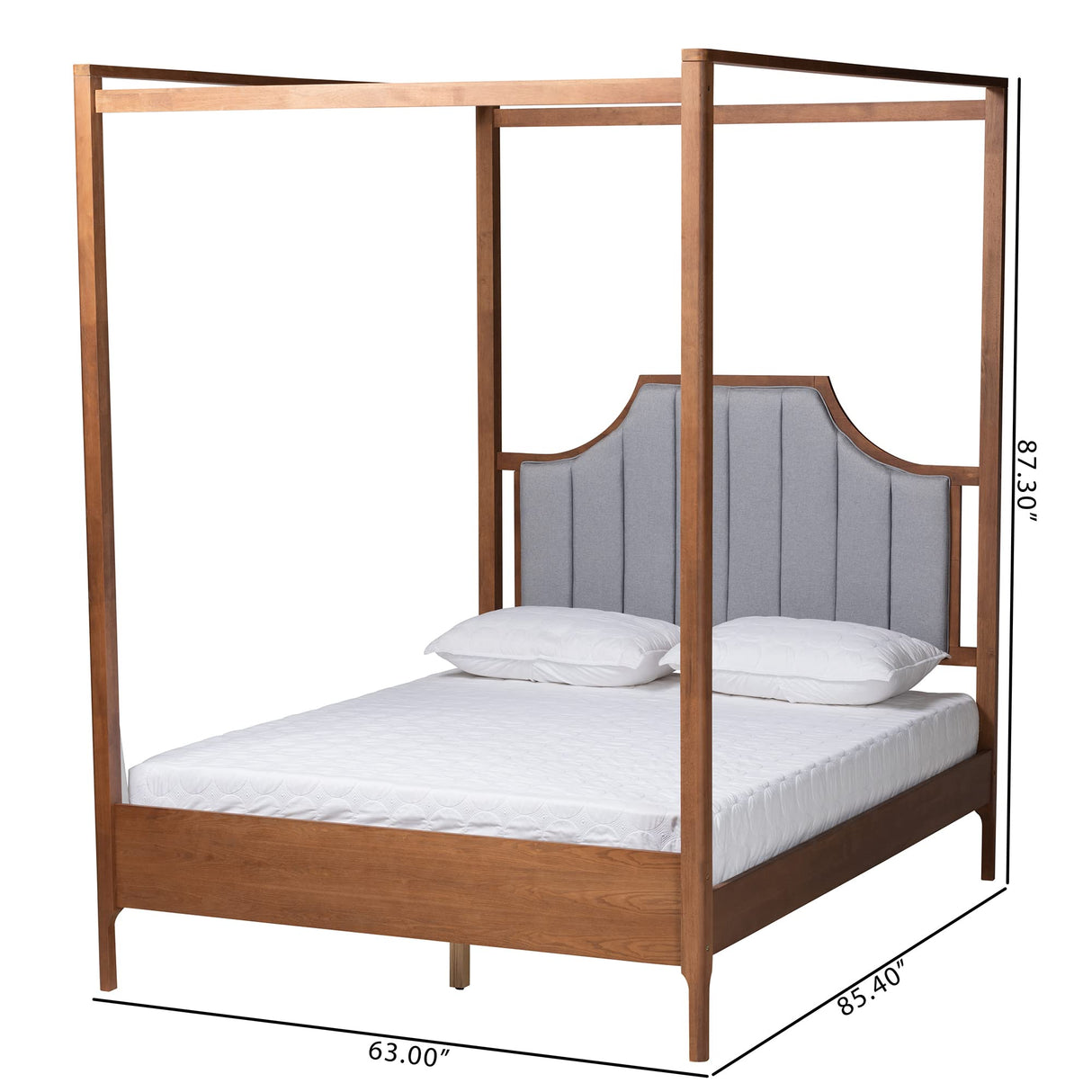 Baxton Studio Dakota Platform Canopy Bed, Queen, Light Grey/Ash Walnut Baxton Studio