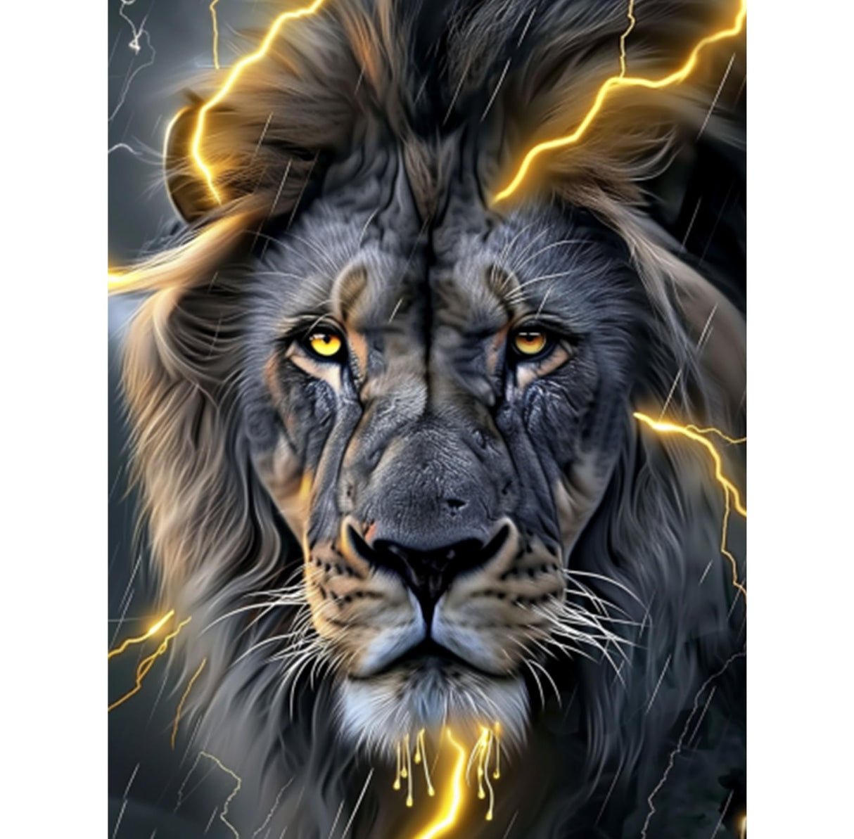 QENSPE Lion Diamond Painting,Diamond Art Kits for Adults,DIY 5D Round Full Drill Diamond Art for Beginners,Diamond Dots for Adults,Home Wall Decor 12x16 inch QENSPE