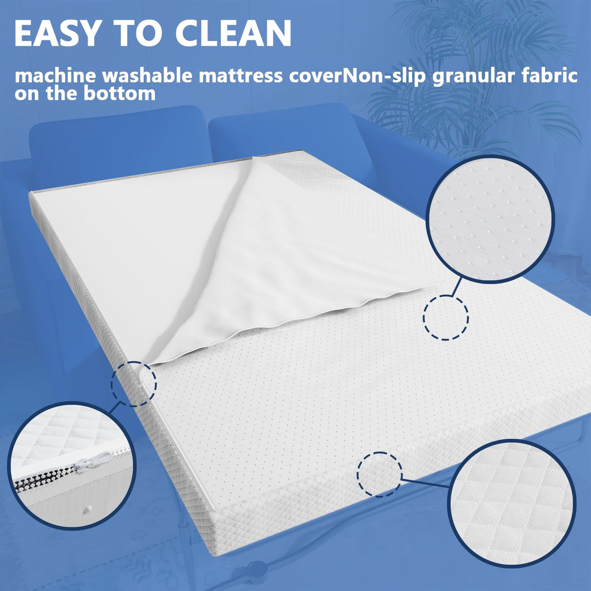 Rhyme Source 4.5 Inch Cold Gel Memory Foam Mattress Replacement for Sleeper Sofa and Couch Beds - Twin Size, CertiPUR-US Certified (Sofa Not Included) Rhyme source