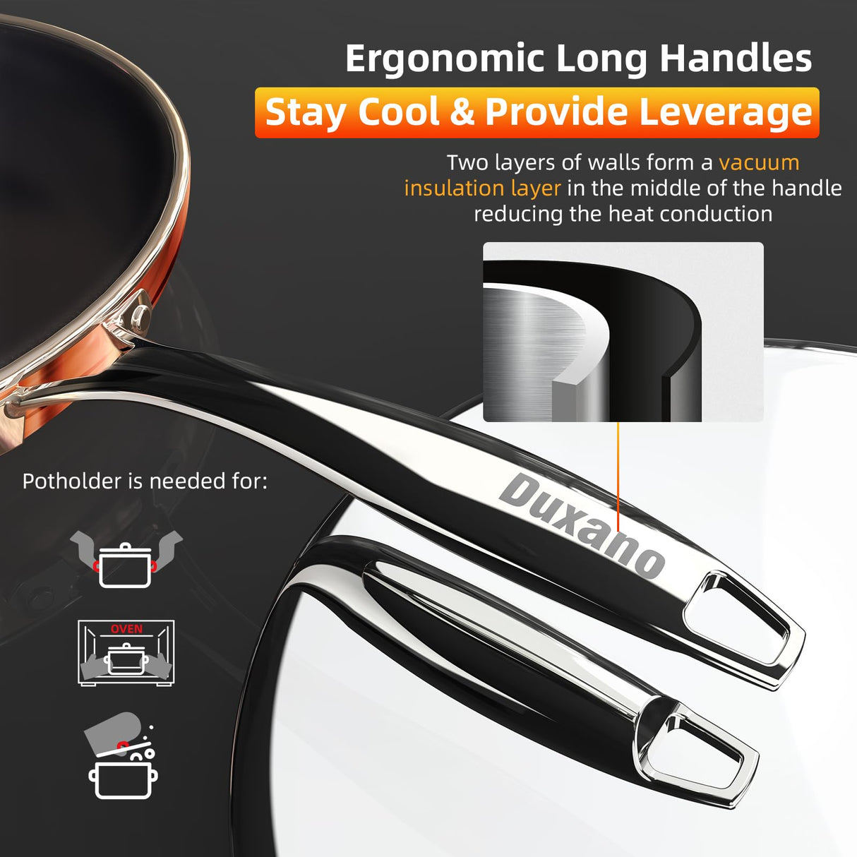 Deluxe DUXANO 14PC Healthy Pots and Pan With 9H Anti-scratch Coating, 2-Layer Non-Stick Ceramic&PFAS Free, Sensitively&Evenly Induction Cooking, Enhanced Flavor with Infrared Cookware, Dishwasher Safe DUXANO