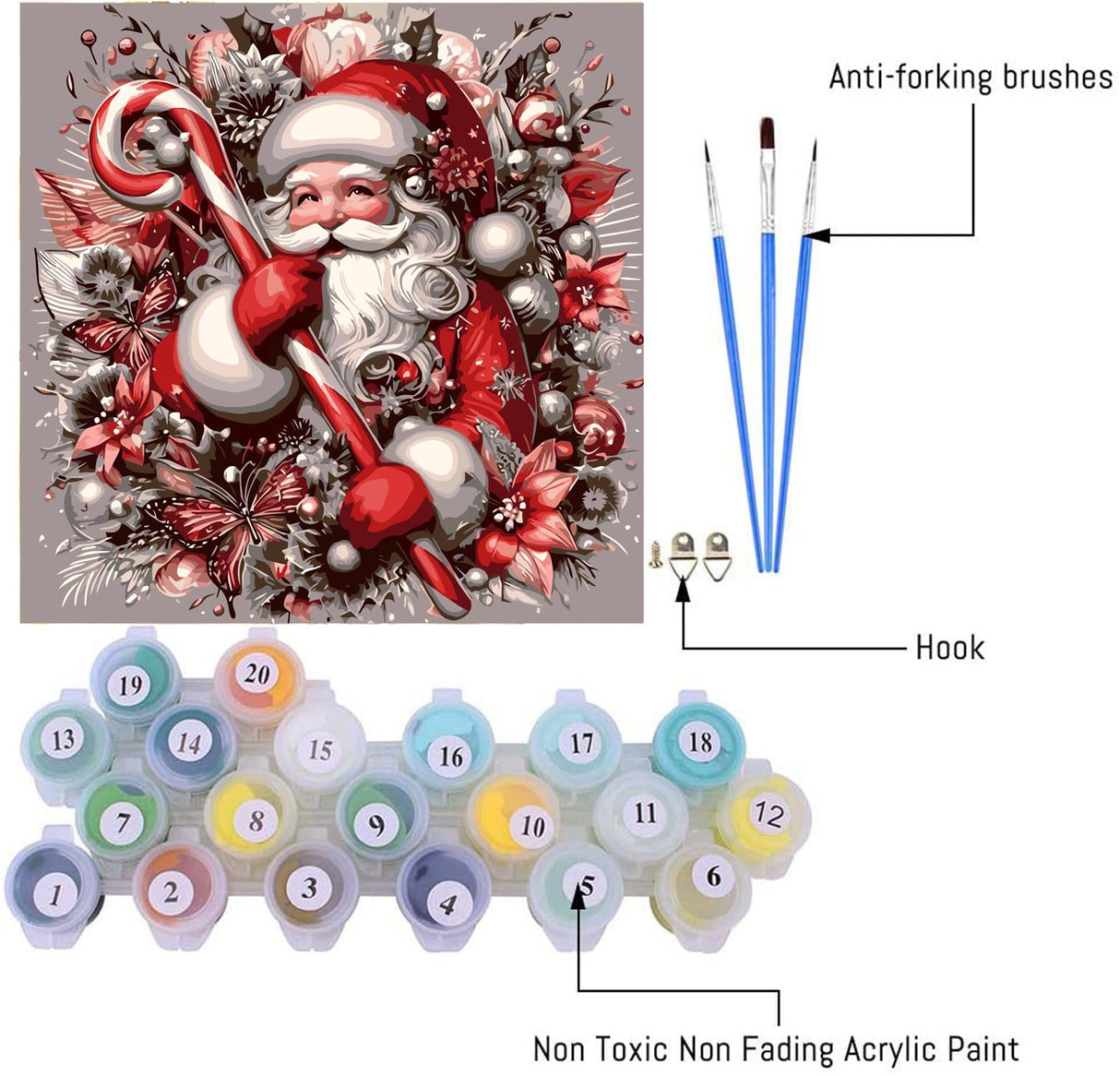 MjhRcll Christmas Paint by Numbers for Adults,DIY Christmas Santa Paint by Numbers Kits on Canvas,Winter Painting by Number for Home Wall Decor 16X16 Inch MjhRcll