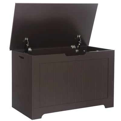 Saicool 30 Inch Wooden Storage Chest, Storage Trunk w/2 Safety Hinges,Storage Bench,Modern Lift Top Chest Box Organizer for Entryway,Living Room, Bedroom,Brown