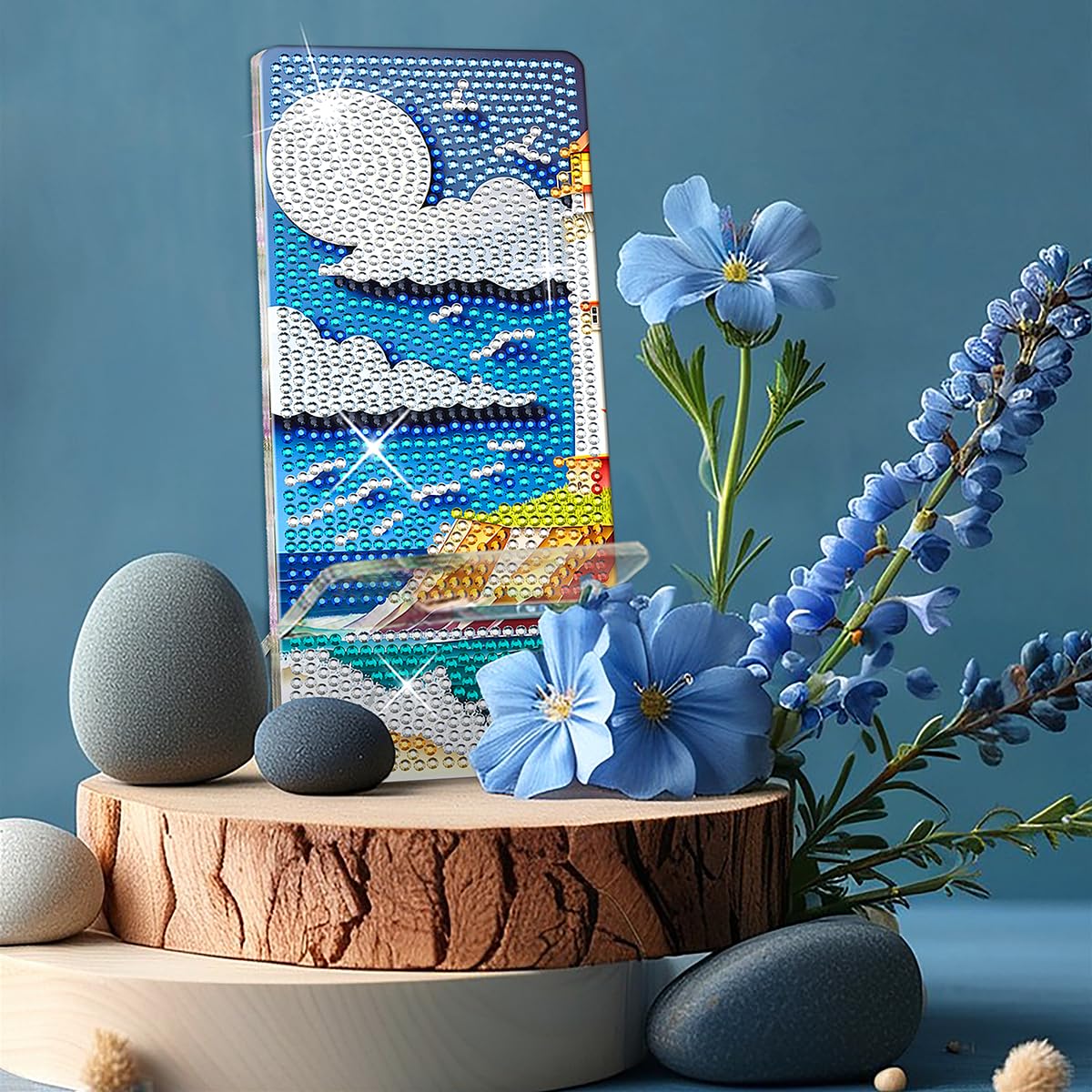 NIHO-JIUMA Diamond Art Phone Stand Kits Seascape, DIY Diamond Painting Phone Holder & Mirror, Gift for Adults/Women/Teen NIHO-JIUMA