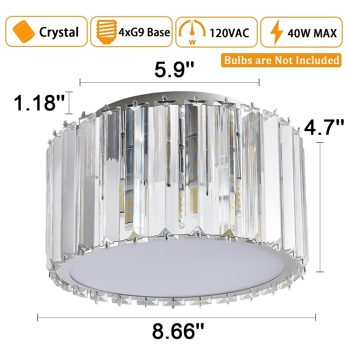 Modern Crystal Ceiling Light Fixture, BUXVRCS Mini Flush Mount Crystal Chandelier, H 5.89'' x W 8.66'' Small Crystal Ceiling Fixtures for Hallway Bedroom Bathroom G9 Socket BUXVRCS