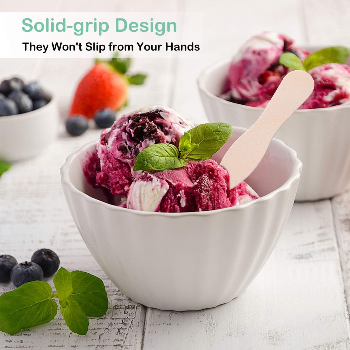 YANPROG Mini Wooden Spoons Small Tasting Spoons 3" Ice Cream Spoons 100Pcs, Natural Birch Biodegradable Compostable Wooden Cutlery for Parties, Weddings, Camping YANPROG