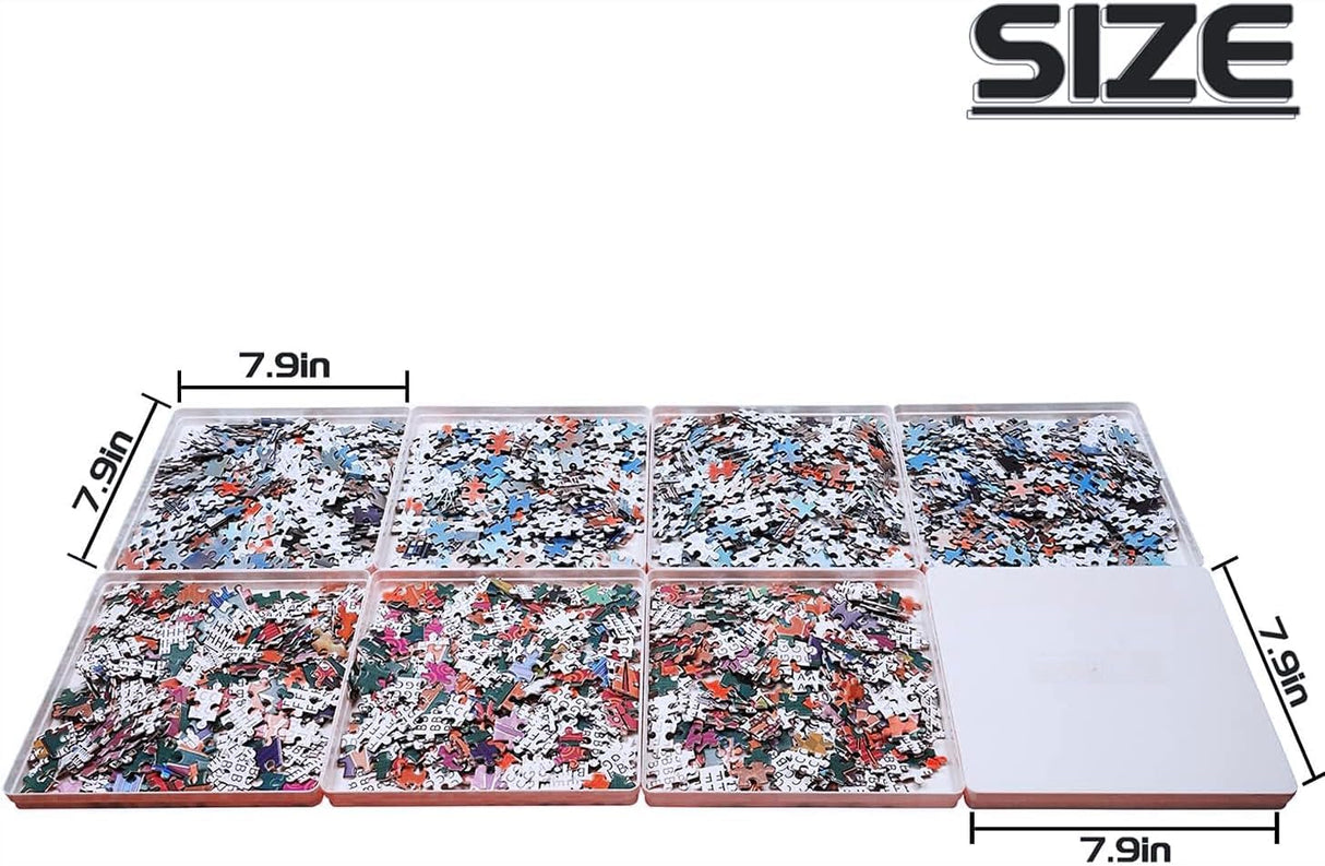 WISHDIAM 8 Puzzle Sorting Trays Fit Up to 2000 Pieces Puzzles Jigsaw Puzzle Trays Puzzles Accessories Puzzle Stacking Trays Gift for Puzzlers(White) WISHDIAM