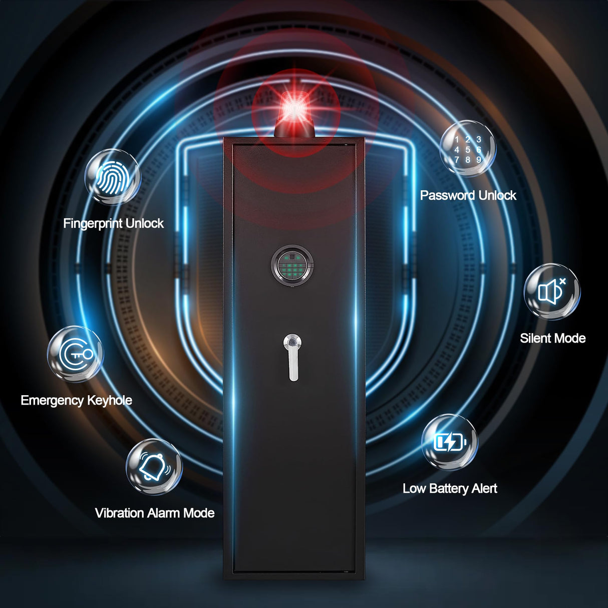 BONANO 4-6 Fingerprint Gun Safe, Long Gun Safes for Home Rifles and Pistols, Gun Cabinets for Rifles and Shotguns, Quick Access Dual Alarm Rifles Safe, Biometric Gun Safe, Stack On Gun Cabinet BONANO