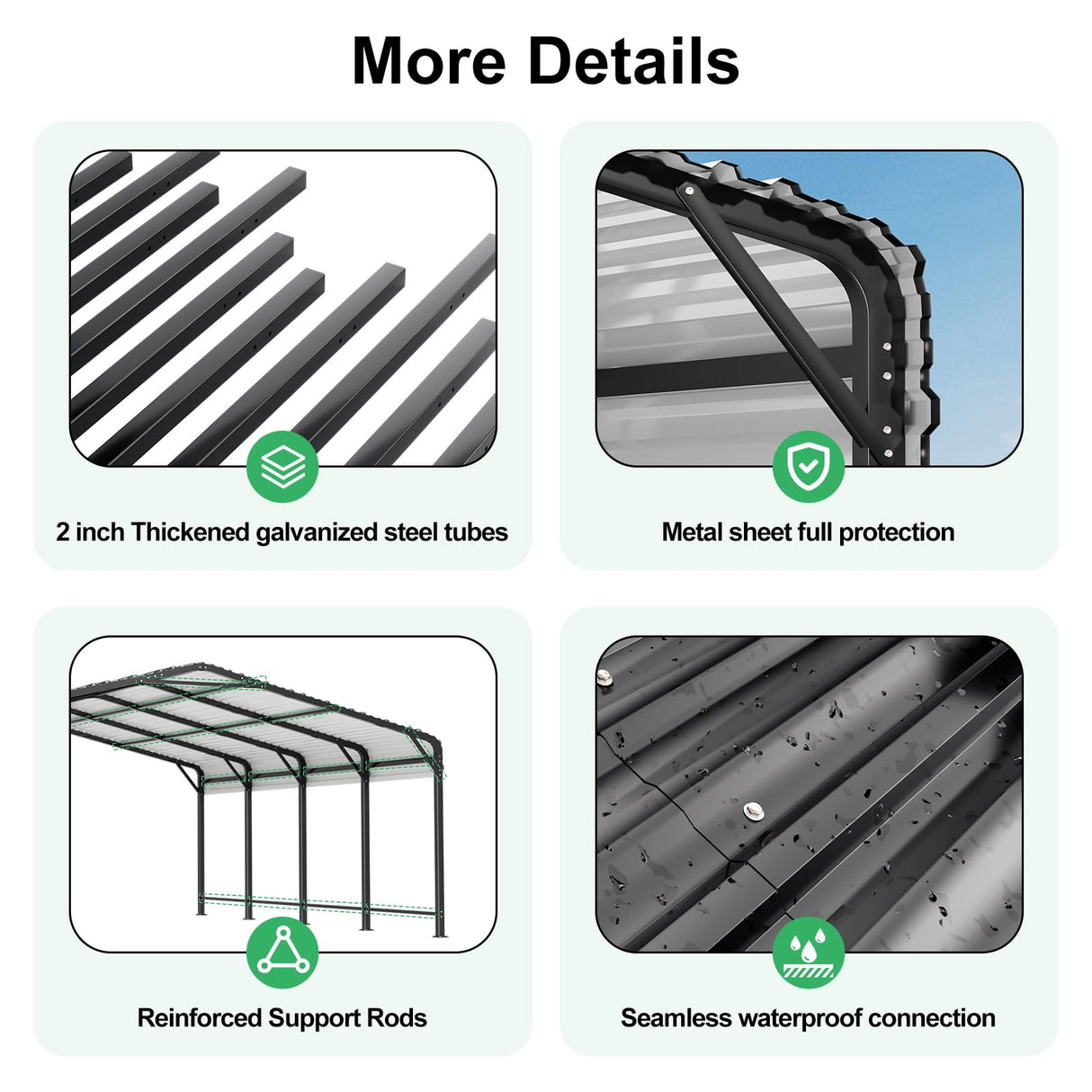 AirWire 20x20 FT Metal Carport with Heavy Duty Carport Canopy, Car Port with Reinforced Base and Five Canopy Beams, Car Garage Shelter for Car, Boats and Truck AirWire