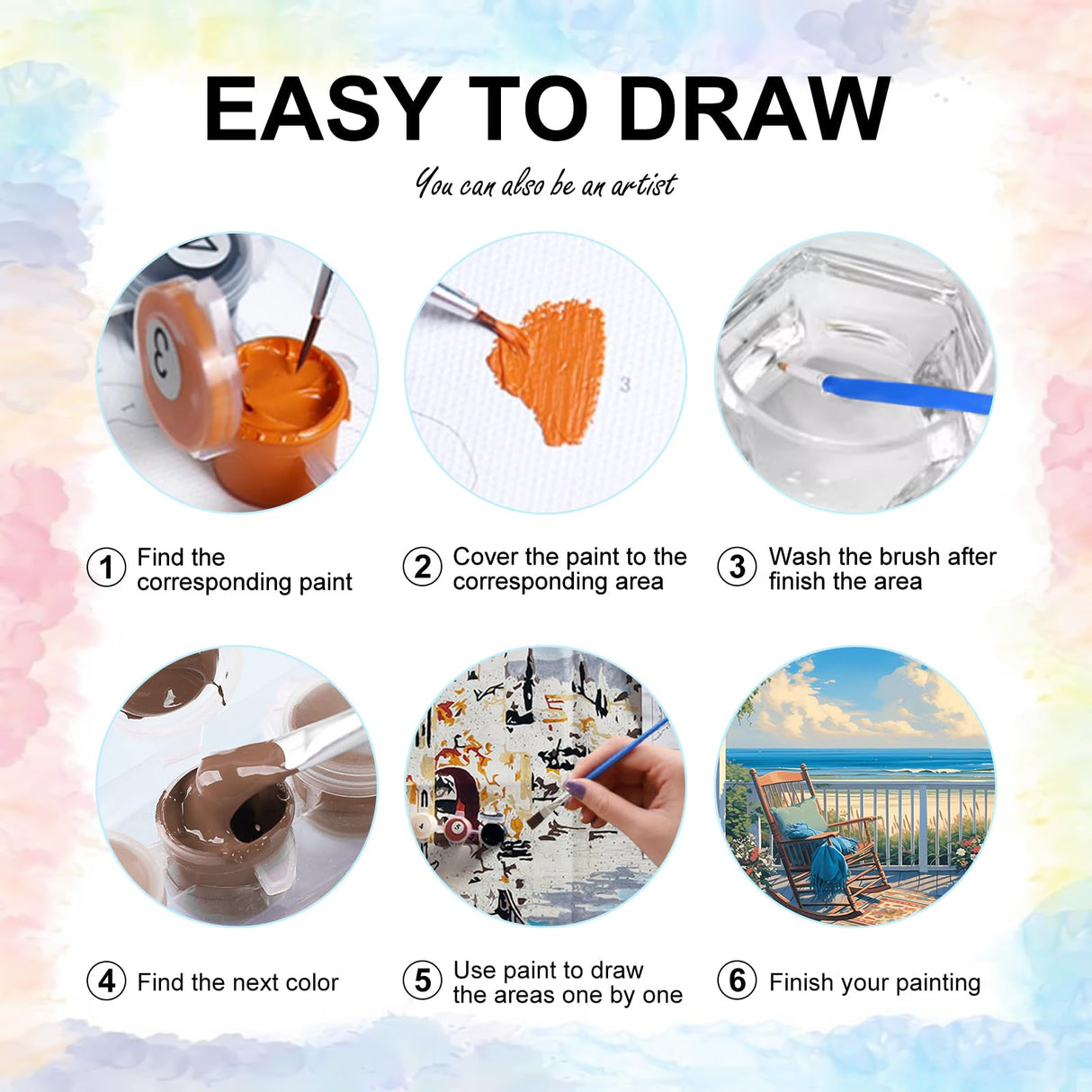 Yezavesu Beach Paint by Numbers Kit for Adults Beginner, Beach Landscape Adult Paint by Number Kits on Canvas Without Frame, DIY Acrylic Painting by Numbers for Home Wall Decor Gift 16x20 Inch Yezavesu