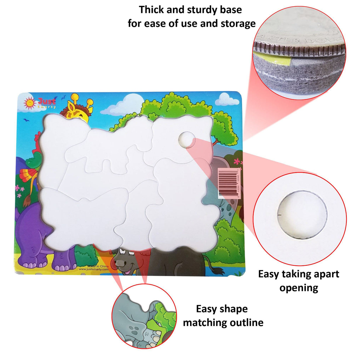 Just Smarty Preschool Puzzles for Toddlers 2-4 Set of 2 | Fun Shapes Ocean Puzzle and Zoo Puzzle 7 Pieces Each with Tray | Kids Puzzles Ages 2-4 | Educational and Learning Puzzles Kindergarten Level 2 Just Smarty