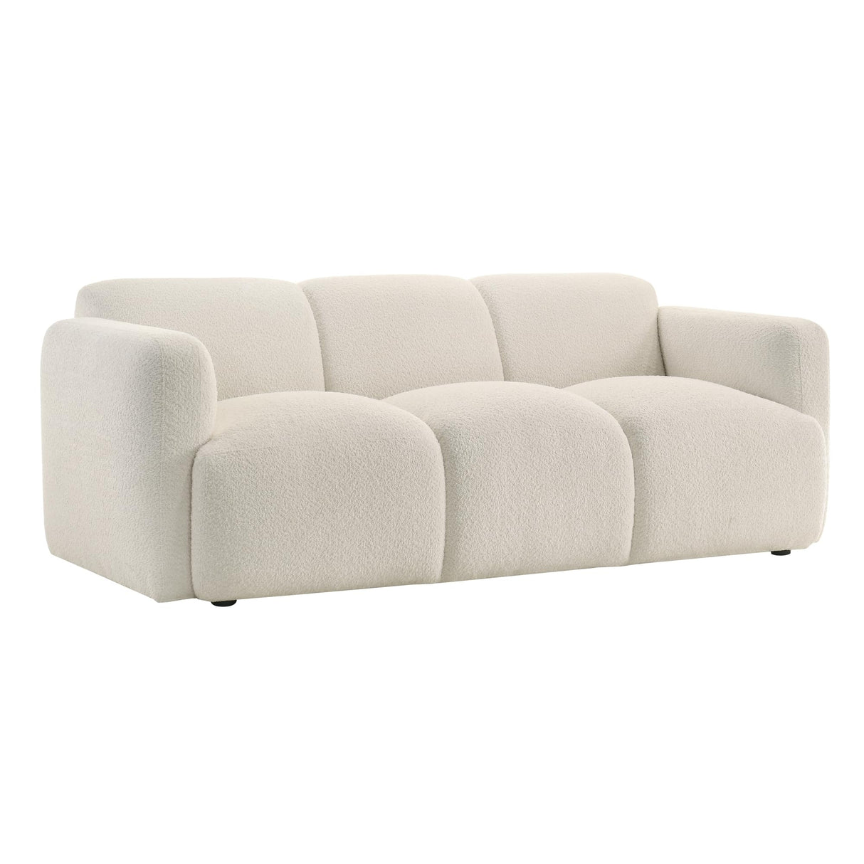 Sierra Modern 83 in. Ivory Boucle Handcrafted Contemporary Sofa for Living Room or Couch for Family Room with Rounded Arms Armen Living