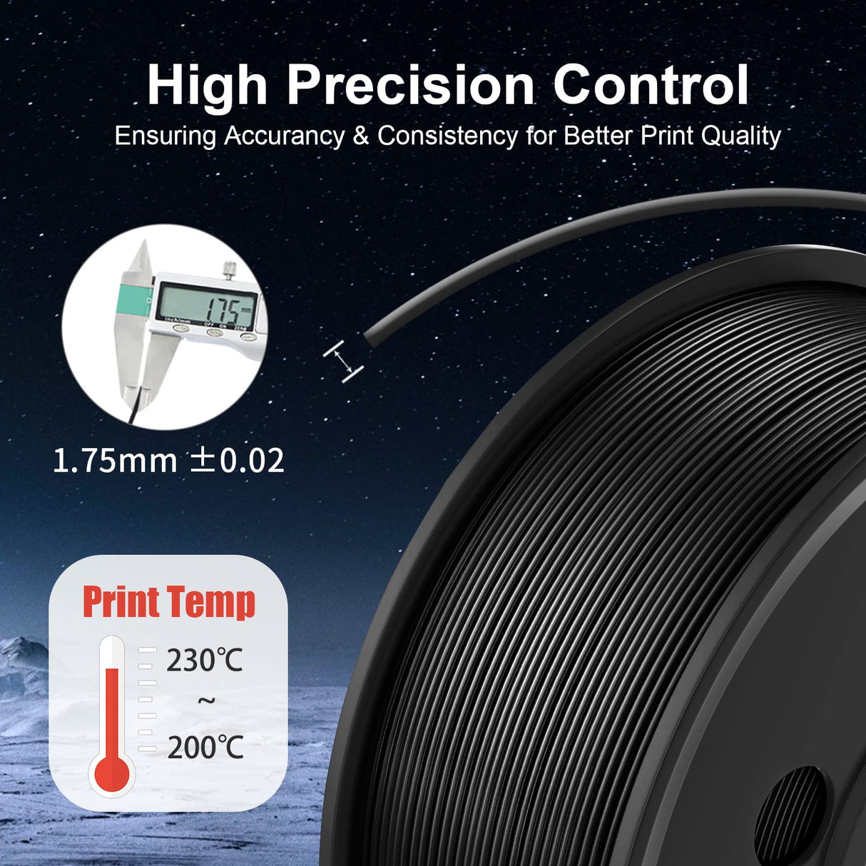 SUNLU 250g PLA Filament 1.75mm Bundle,3D Printer Filament Bundle Multicolor, Neatly Wound PLA Filament, Individually Vacuum Packed,250g Spool,8 Rolls,Black+White+Grey+Transparent+Red+Blue+Orange+Green SUNLU