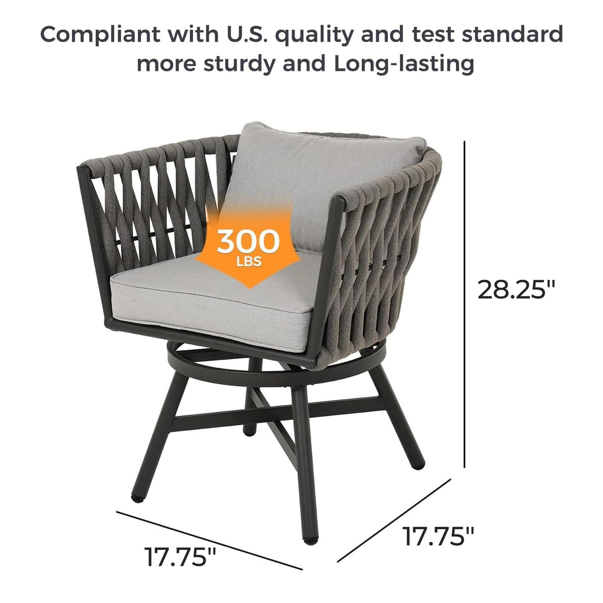 Grand patio 7-Piece Outdoor Dining Set for 6, Patio Dining Furniture Set for 6 Swivel Rope Wicker Chairs & 1 Expandable Rectangular Dining Table, Light Gray Brown Grand patio