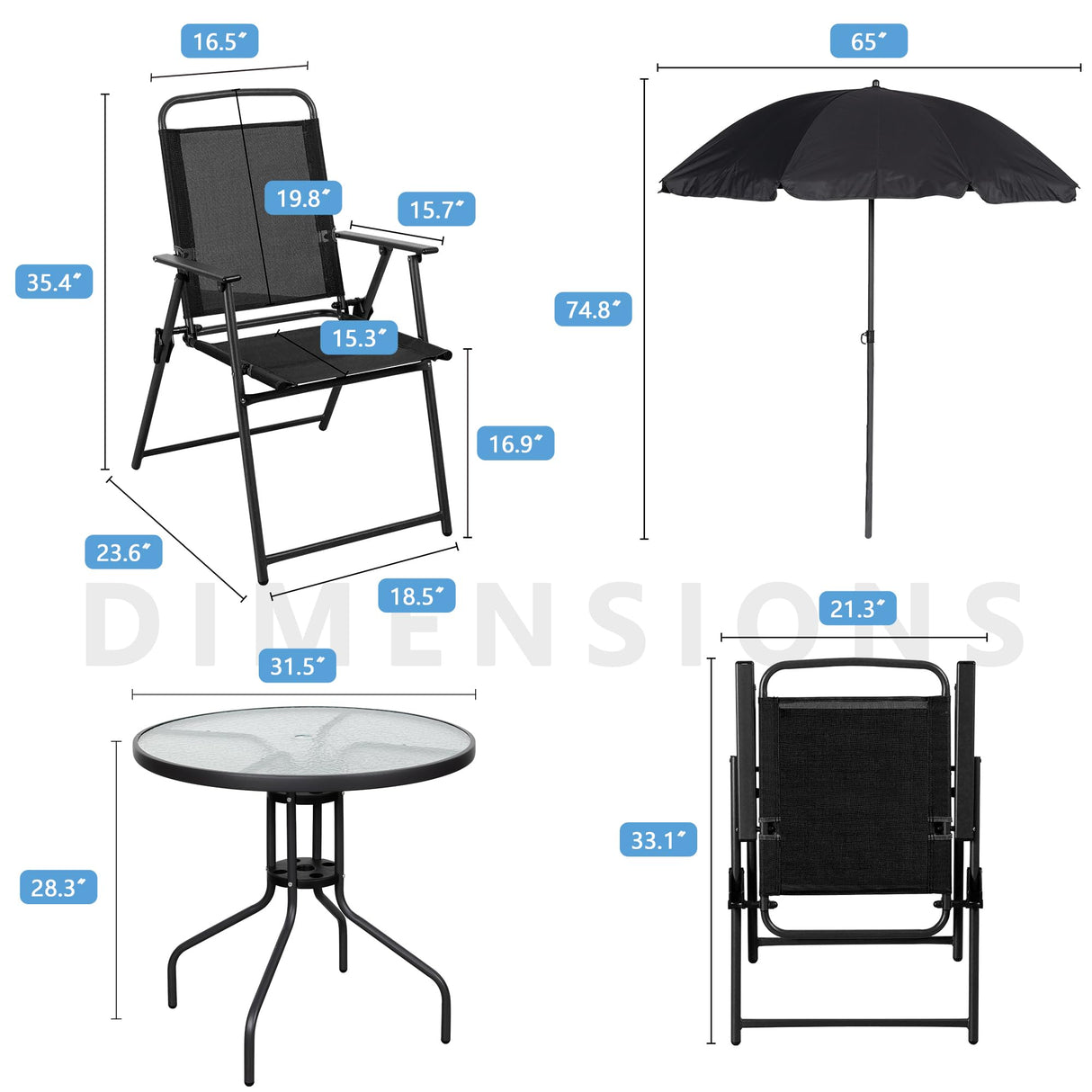 Shintenchi 6 Piece Patio Dining Set Light Black Shintenchi