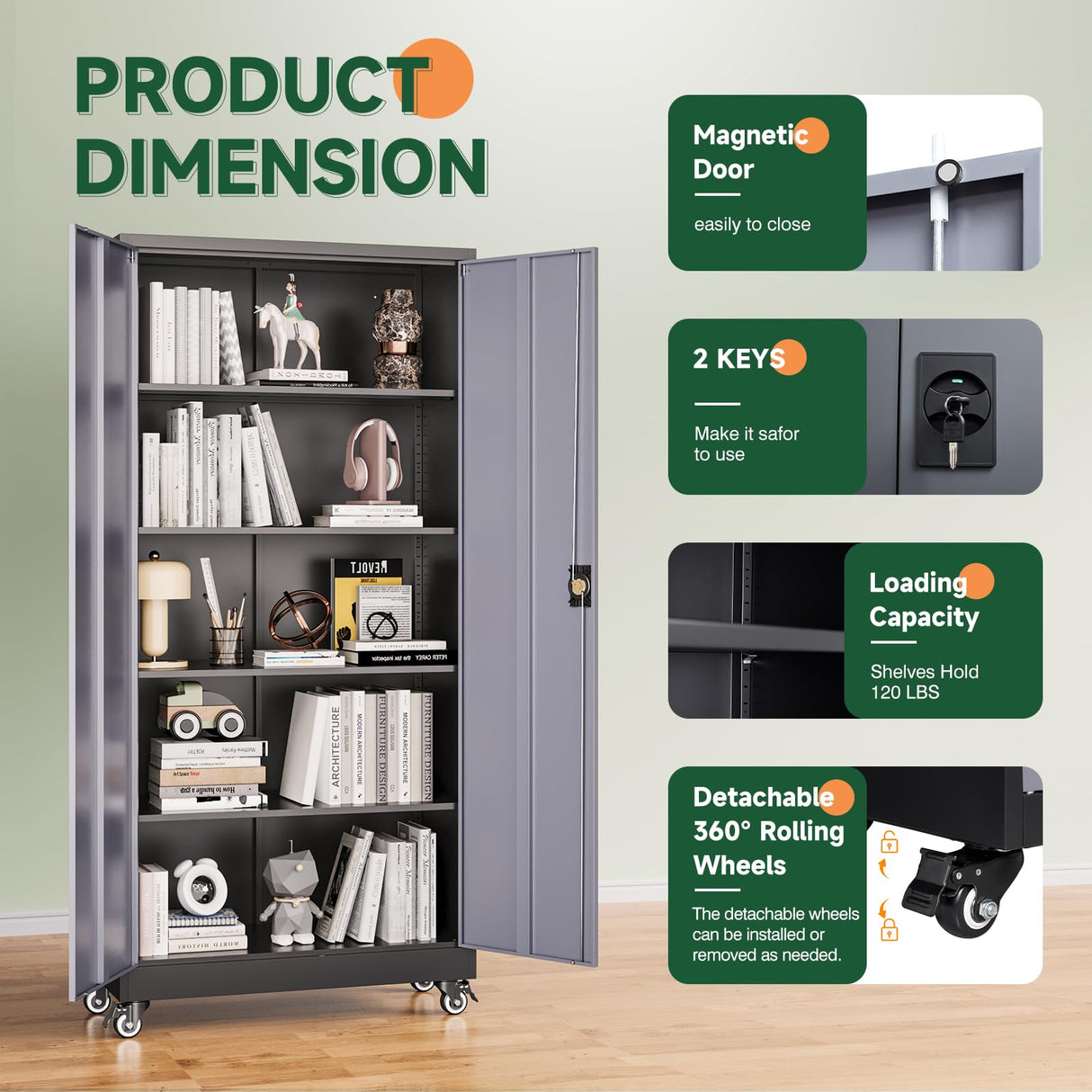 Letaya Metal Garage Storage Cabinets with Lock Door and Adjustable Shelves, Steel Tool Cabinets for Home,Office,Warehouse Organisieren (Black Grey, 75" H) Letaya