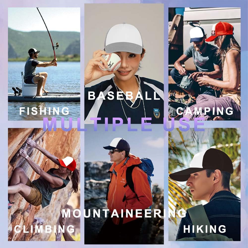 ZH 12 Pcs Sublimation Trucker Hats Blank Mesh Baseball Cap Polyester Bulk Mesh Trucker Hat for Men and Women Black ZH