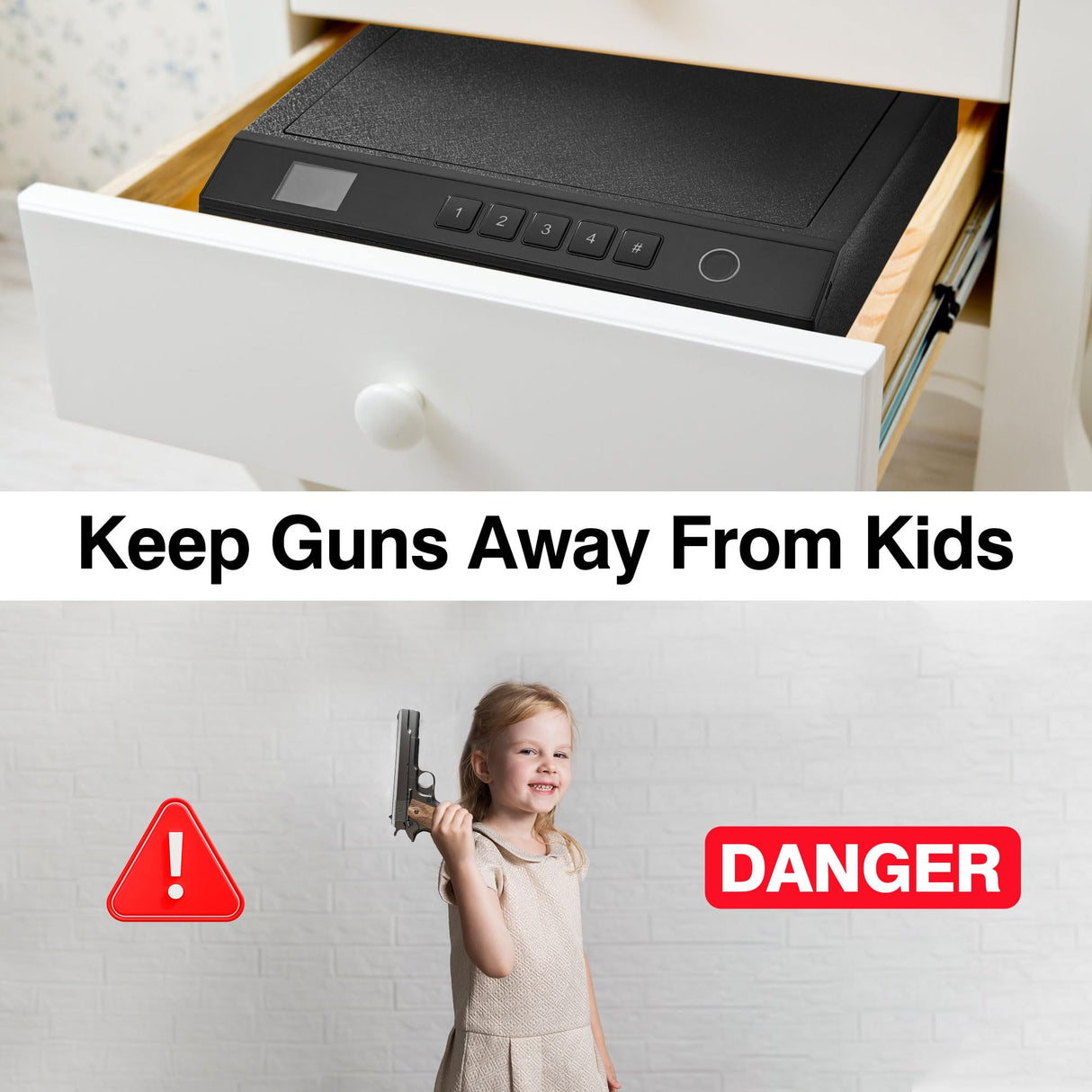 Sgorlds Biometric Gun Safe for Handgun with LCD Display of Temperature Humidity, Fingerprint Quick Access Pistol Safe with USB C Port, 12.6"x 10.24"x 3.15", Black Sgorlds