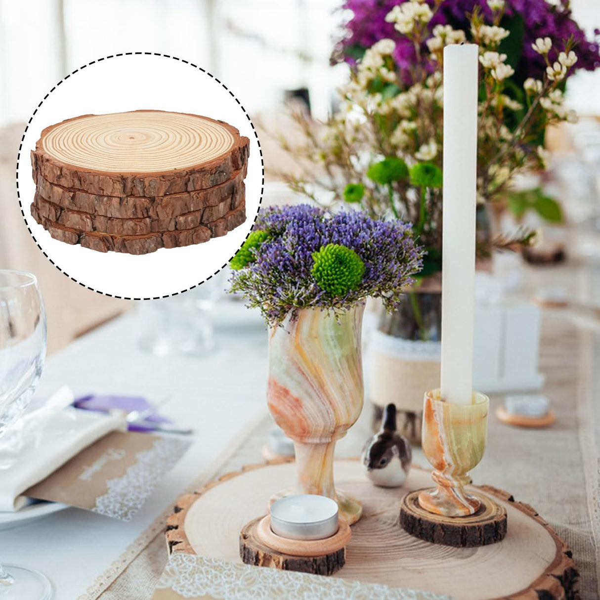 kukmakri 16 PCS Unfinished Wood Slices for Centerpieces, 6.3-7 Inch Natural Wood Slices with Tree Bark Pine and Wood Rounds Discs for DIY Crafts, Centerpieces, Art & Decor kukmakri