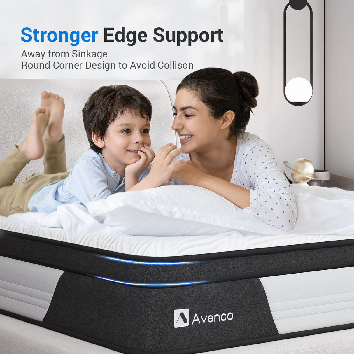 Avenco King Mattress 12 Inch, King Hybrid Mattress Medium Firm, King Mattress in a Box with Pocketed Springs CertiPUR-US Foam Mattress, Supportive&Pressure Relief, Breathable Fabric Avenco