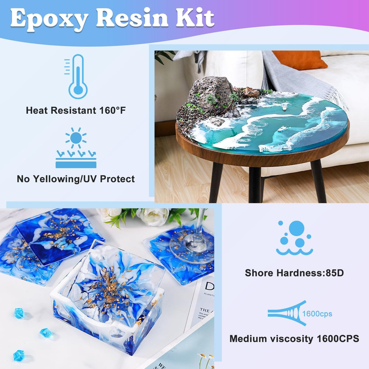 LET'S RESIN 1 Gallon Epoxy Resin Kit with Black Epoxy Resin Pigment Paste,100ml High Concentrated Epoxy Resin Color Pigment for Resin Art LET'S RESIN