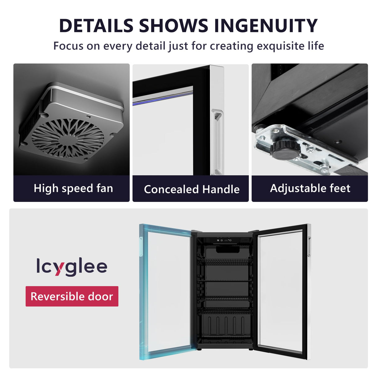 Icyglee Beverage Refrigerator Cooler - 126 Can Mini Fridge with Glass Door for Soda Beer or Wine, Beverage Cooler for Home, Office, Bar with Adjustable Removable Shelves, Silver Icyglee