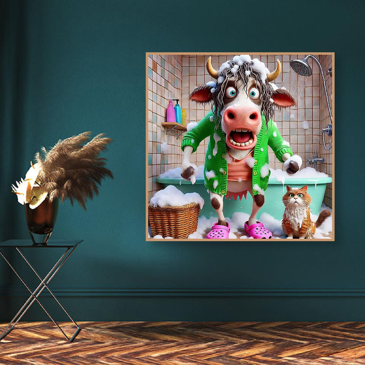 Funny Cow Diamond Painting Kits for Adults Beginners, 5D Diamond Art Kits for Adults, Gem Arts and Crafts for Beginners, Full Round Drill Paint with Diamond for Home Wall Decor 14X14 Inches uuxsretaio