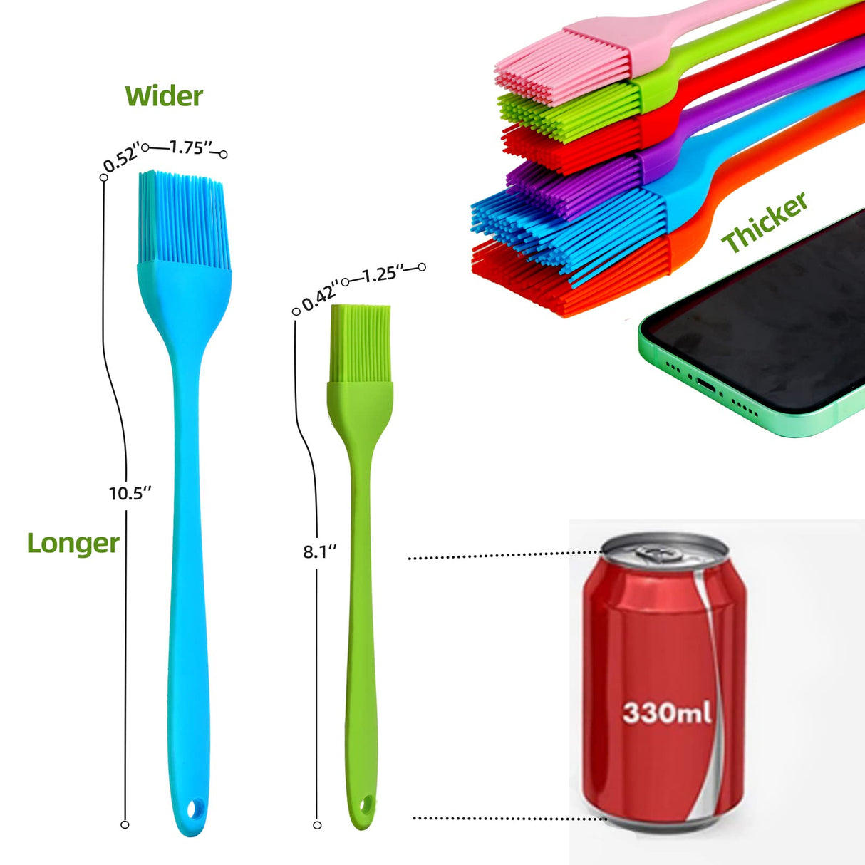 6 PCS CUALORK Silicone Basting Brush, Upgrade Pastry Brush,Heat Resistant Silicone Brushes, Premium Cooking Brush for Sauce Marinade Meat Glazing, Oil Brush for BBQ Kitchen Cooking Baking and Grilling Cualork