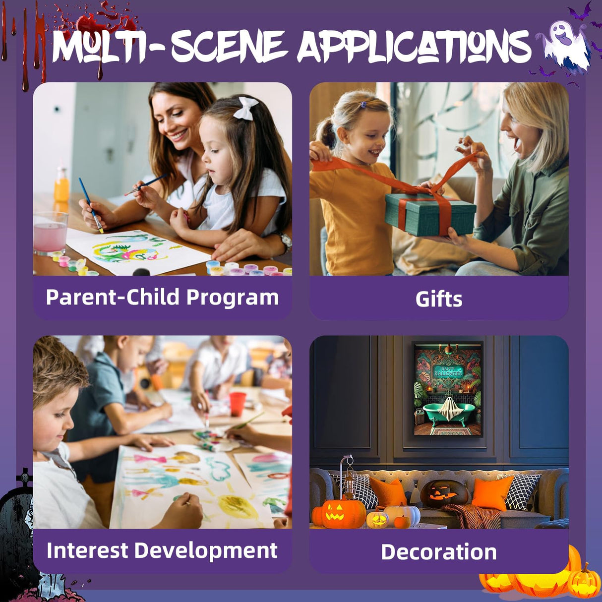 Aestalrcus Halloween Paint by Numbers Kit for Adults, Ghost Paint by Numbers for Adults Beginner, Painting by Numbers Kits for Relaxation Home Wall Decoration and Gifts 16x20inch Aestalrcus