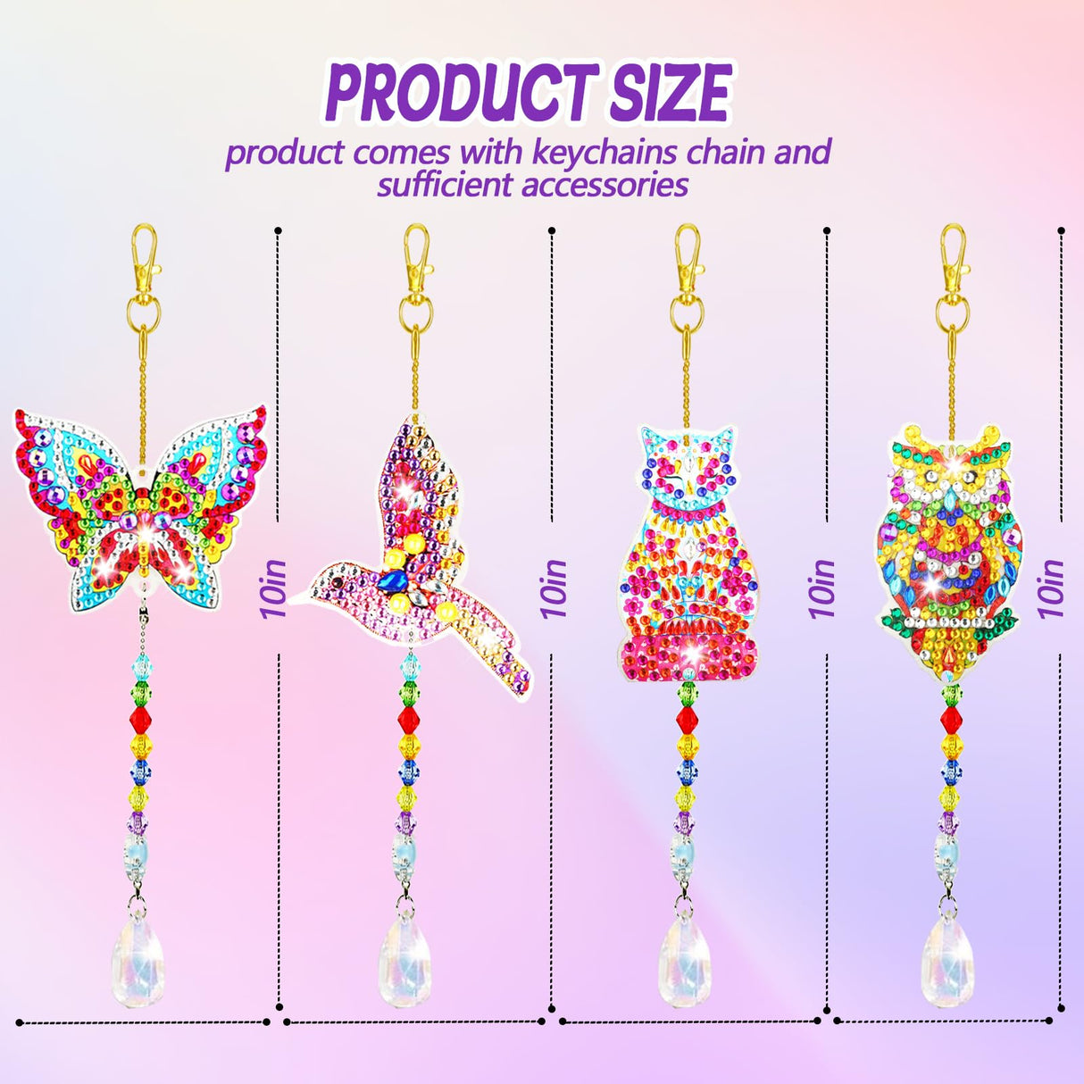 Walact 6 Pcs Diamond Painting Suncatcher Wind Chime, Diamond Art Kits Double Sided DIY Crafts Hanging Ornaments for Adults Kids Home Garden Decorations WALACT