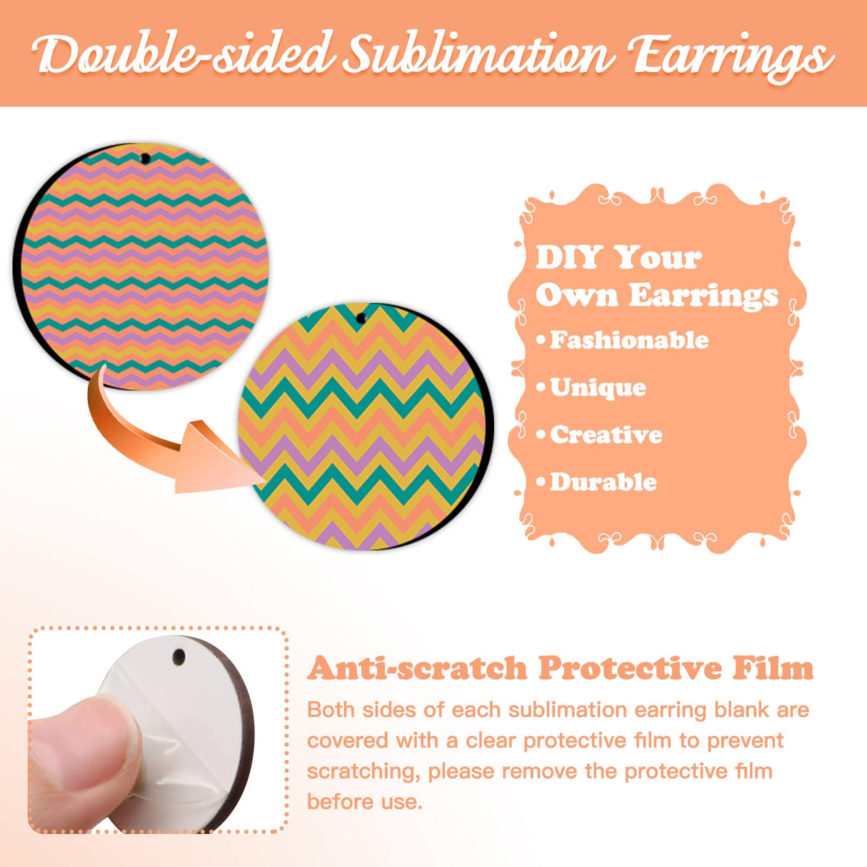 ZOCONE 60 Pcs Sublimation Earrings Blank, Earring Blanks for Sublimation Printing, Unfinished Round Heat Transfer Earring Pendant with Earring Hooks Cardboard Bags for Women DIY Earring Project ZOCONE