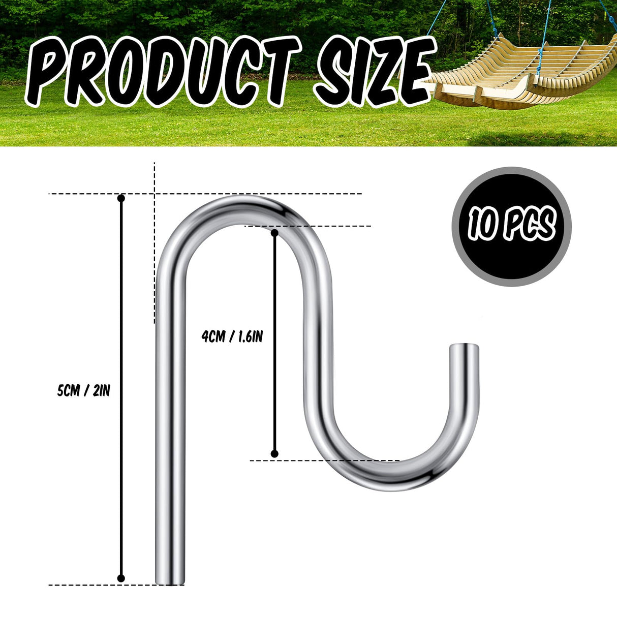 Blulu 10 Pcs 2'' Long Shed Hooks Shed Accessories for Hanging Heavy Duty Individual Utility Hooks Universal Wall Mounted J Utility Hangers for Tools Shovels Rakes Storage (Silver) Blulu
