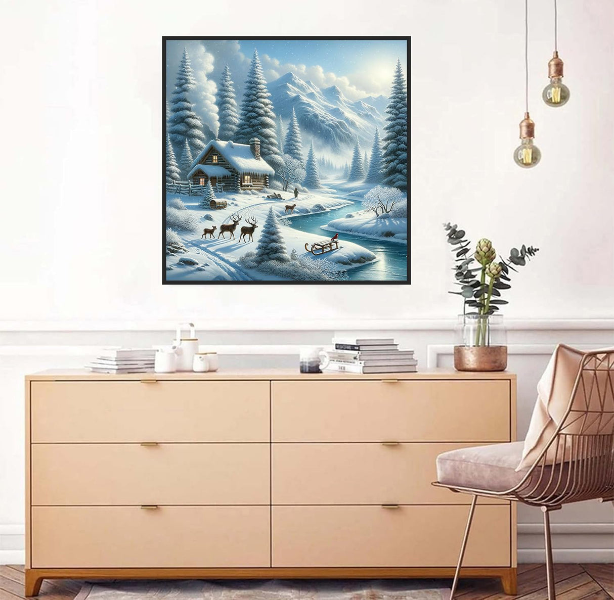 Axquilon Diamond Art Kits for Adults - Winter Diamond Painting Kits for Adults Beginner, DIY 5D Full Drill Landscape Gem Art for Home Wall Decor 14x14 inch Axquilon