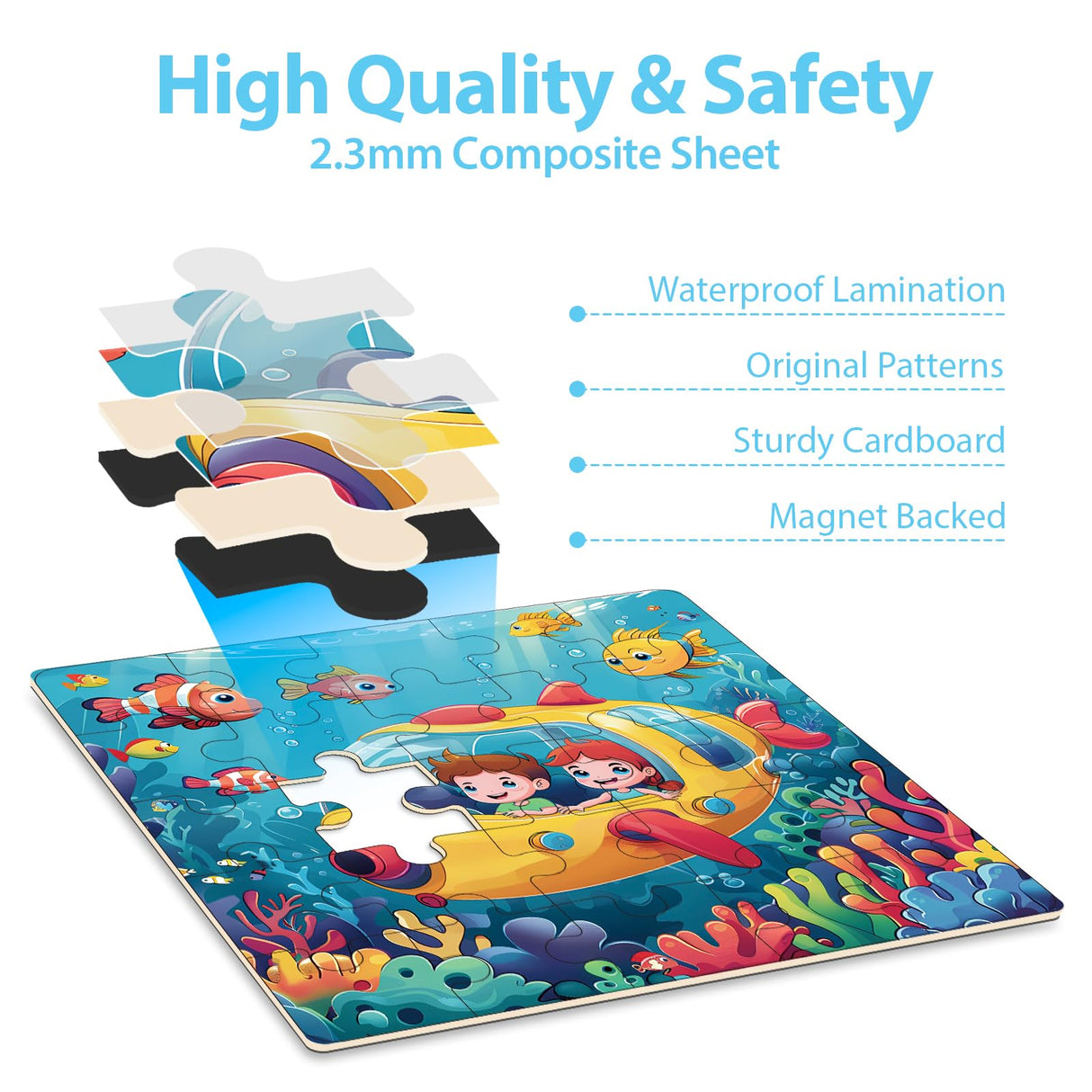 Space Ocean Train Magnetic Puzzles for Kids Ages 3-5, 20-25-30 Pieces Toddler Puzzles, Magnet Travel Jigsaw Puzzles Toys, Preschool Learning Toy Kids Puzzles for 2 3 4 5 6 Year Old Kids Birthday Gifts Jeacirio