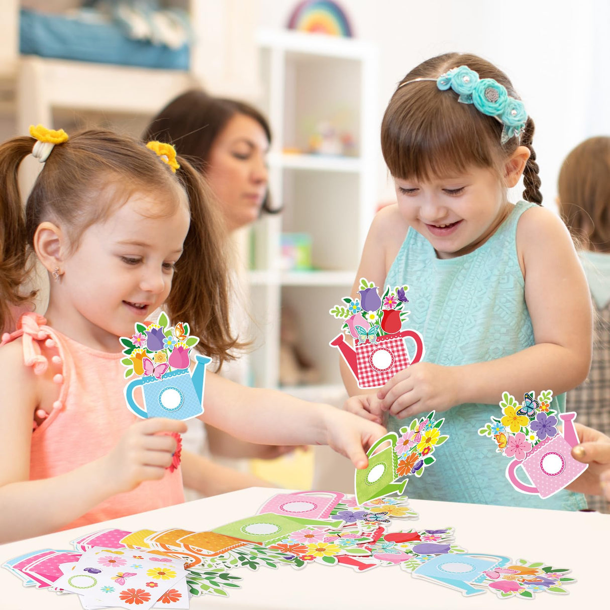 Gersoniel 24 Sets Mother's Day Crafts for Kids Classroom Card Making Kits DIY Greeting Cards Set 24 Cards 24 Envelopes 24 Sheets Stickers for Toddler Kids School Handmade Activities Gersoniel