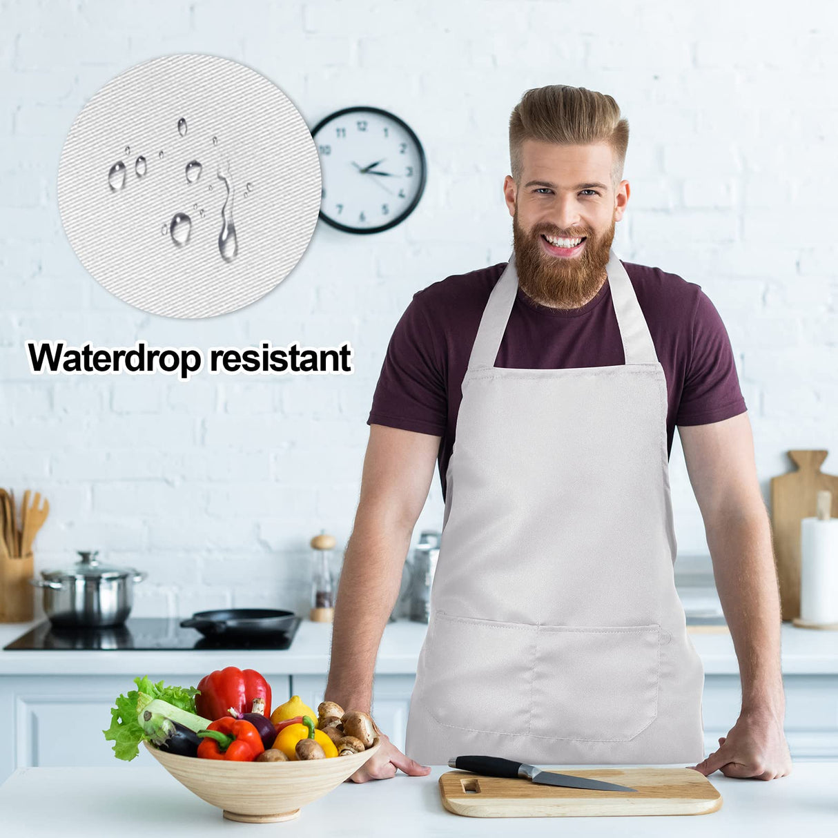 Syhood 18 Pack Bib Apron with Pocket Unisex Commercial Apron Kitchen Plain Bulk Chef Grill Cook Apron for Women Men Cooking Restaurant BBQ Painting Crafting(White) Syhood