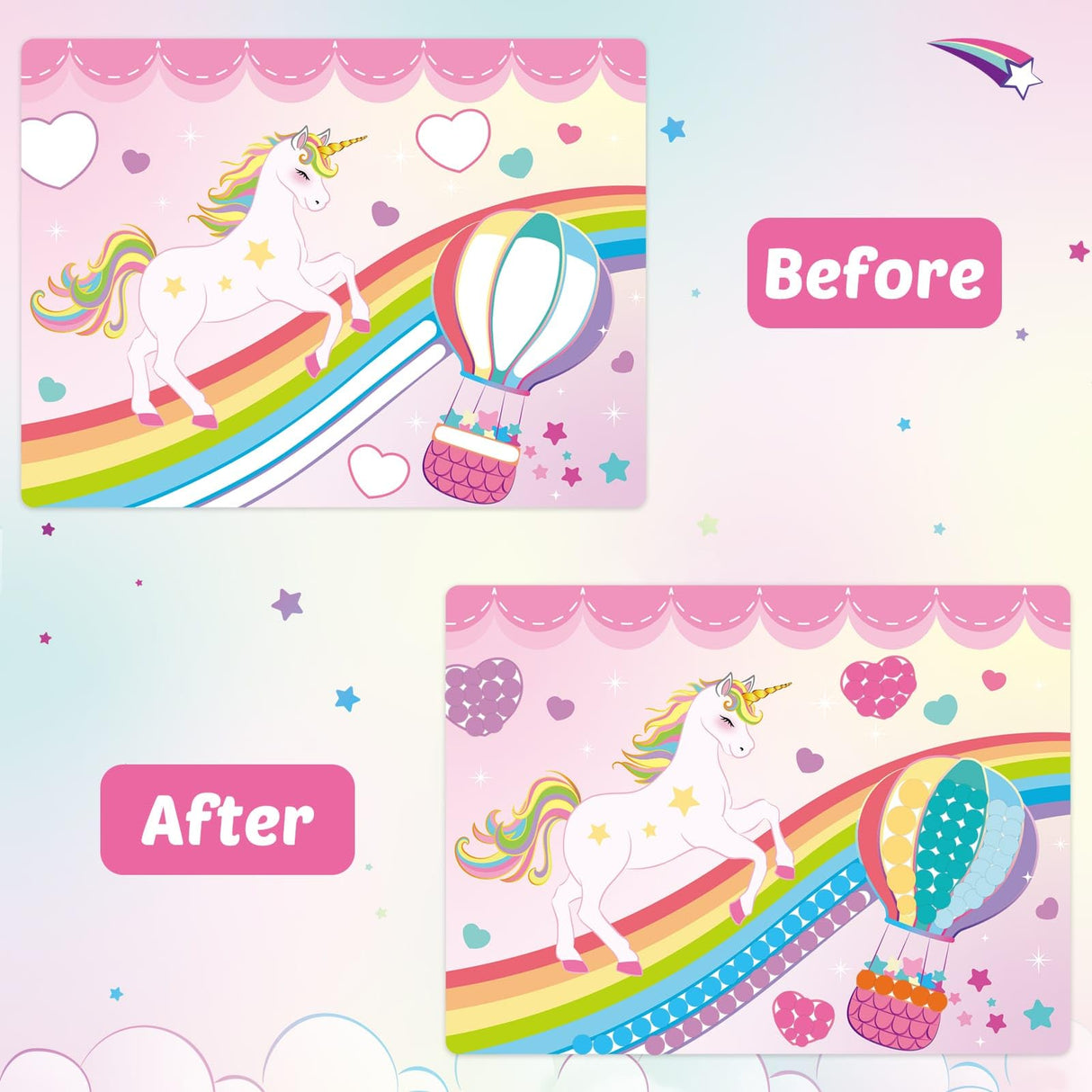 WERNNSAI Dot Stickers Art Craft for Kids Age 4 to 8 - Dot Stickers Art Activity Kit 8 Unicorn Theme with No Mess Stickers Mess Free Painting Craft Kits for Toddlers Girls Preschool Learning WERNNSAI