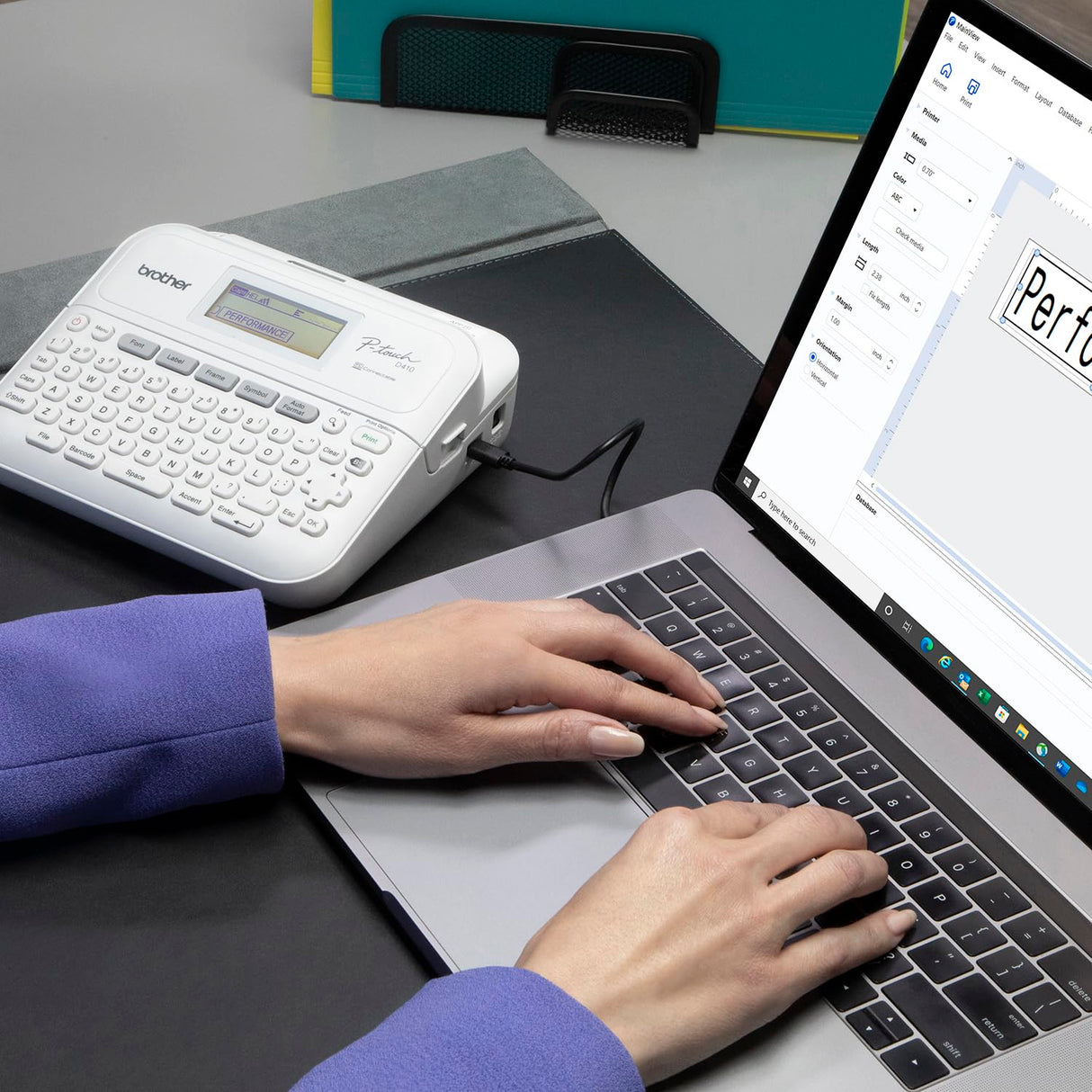 Brother P-Touch PT-D410 Home / Office Advanced Label Maker | Connect via USB to Create and Print on TZe Label Tapes up to ~3/4 inch, White Brother