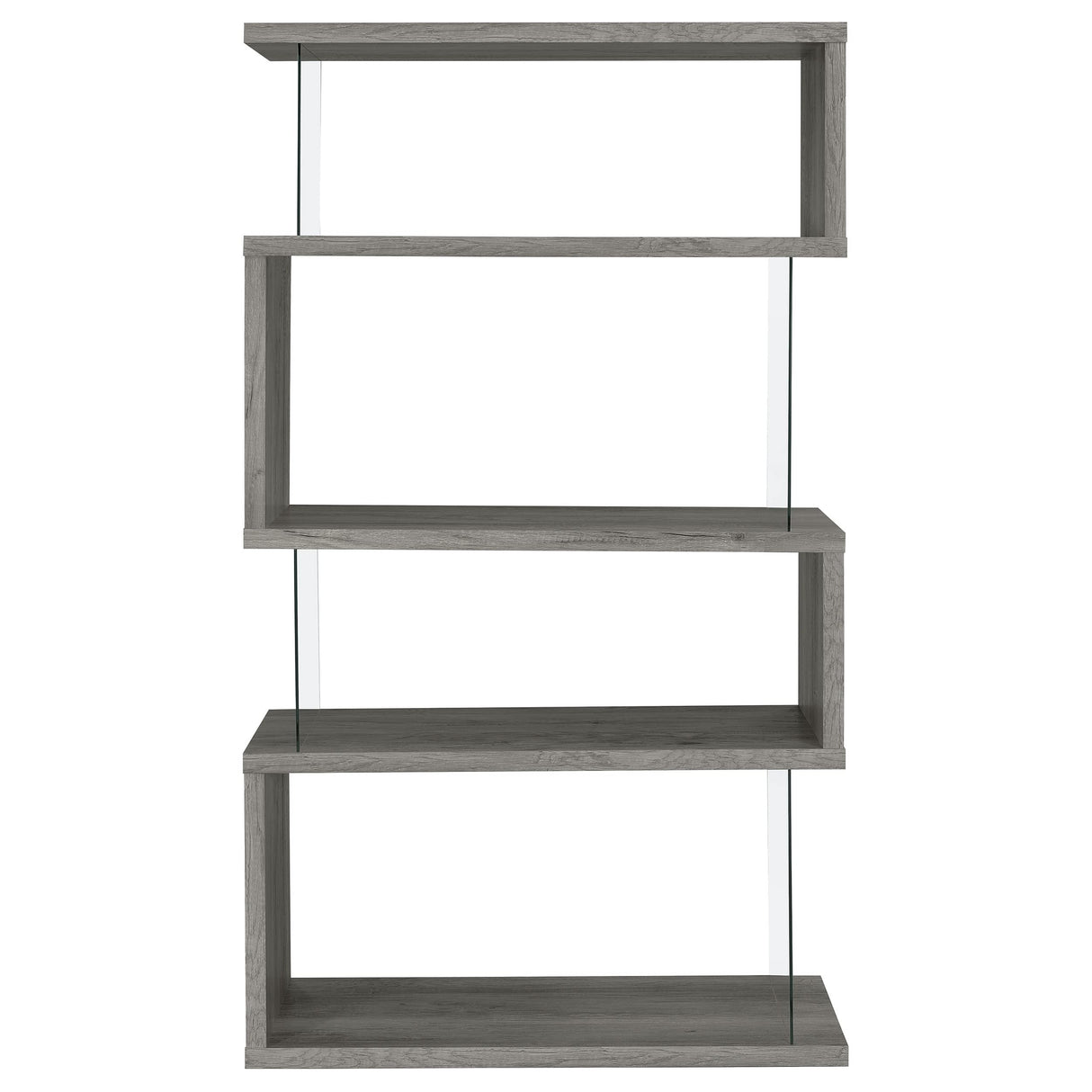 Coaster Home Furnishings Emelle 4-Shelf Bookcase with Glass Panels Grey Driftwood Coaster Home Furnishings