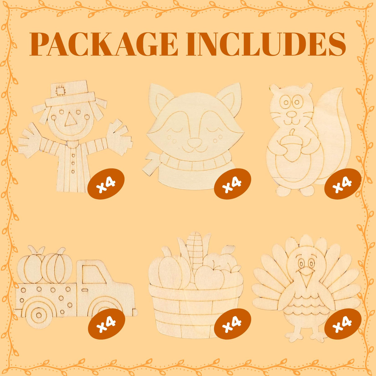 Fall Thanksgiving Crafts for Kids - 24 PCS DIY Wood Magnet Painting Kit with Cards - Thanksgiving Classroom Activities, Autumn Holiday Decorations, Fall Goodie Bag Favors for Boys & Girls GOGREENWOVEN